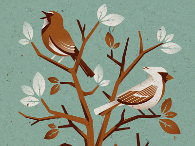 Birds Final bird halftone illustration illustrator leaf print texture tree vector