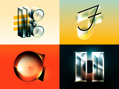 E F G H 1970s 1980s 36 days of type design drop cap future glass illustration illustrator letter lettering retro type typography vector