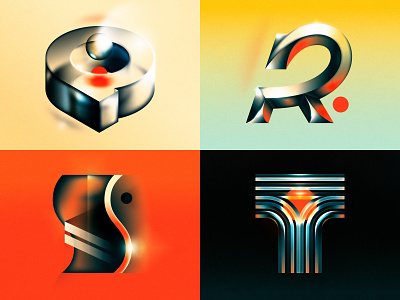 Q R S T 36 days of type design drop cap future glass glow illustration illustrator letter lettering q r retro s t texture type typography vector