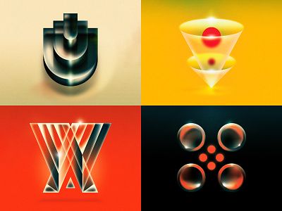 U V W X 36 days of type design drop cap future glass illustration illustrator letter lettering retro texture type typography u v vector w x