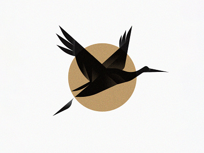 crane bird black crane design flight fly illustration illustrator ink logo nature sun vector