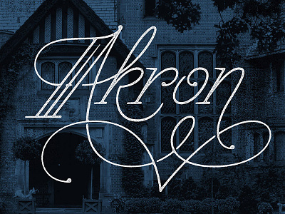 Akron akron blue lettering ohio script texture type typography