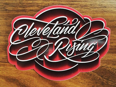 Cleveland Rising Sticker cleveland illustrator lettering ohio script sticker texture type typography vector