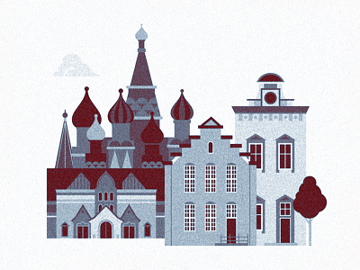 Moscow architecture asia building city europe illustration moscow russia vector