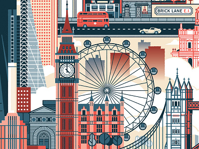 London WIP architecture big ben britain bus city england illustration london poster uk vector wip
