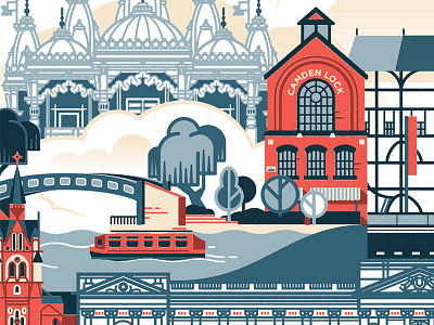 London WIP architecture boat britain camden lock city england illustration london poster uk vector wip