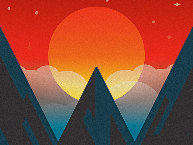 36 Days of Type - W 36daysoftype illustration landscape drop cap letter lettering mountains sunset type typography w