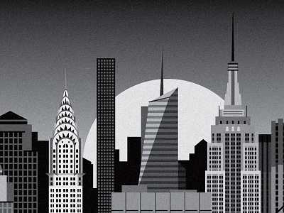 New York Noir architecture building city gotham greyscale illustration illustrator new york nyc skyline skyscraper vector