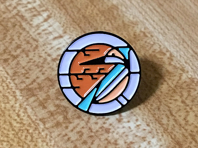 Kingfisher Enamel Pin animal bird branch enamel pin geometric illustration kingfisher nature sun vector