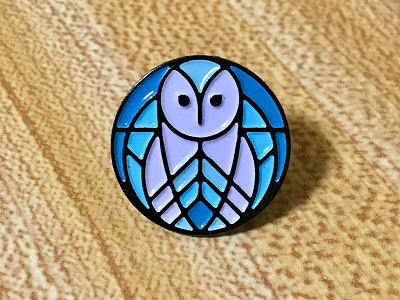 Owl Enamel Pin animal barn owl bird blue enamel pin geometric nature owl vector