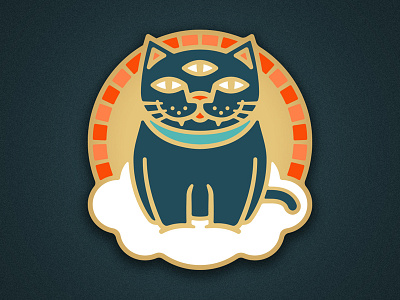 Mystic Cat cat cloud enamel pin gold illustration illustrator lapel pin mystic soft enamel vector