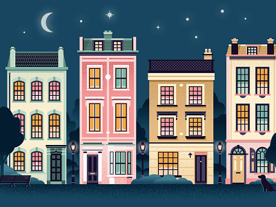London Houses architecture europe illustration illustrator london night photoshop row house stars vector wip