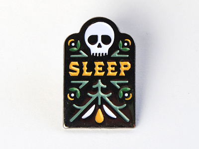 "Sleep" Enamel Pin death enamel pin grave illustration illustrator lapel pin nature skull sleep tombstone vector