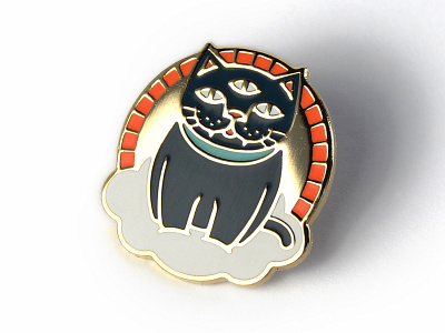 "Mystic Cat" Enamel Pin cat cloud enamel pin gold hard enamel illustration illustrator lapel pin mystic vector
