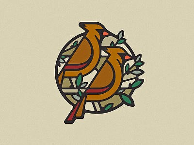 Cardinals badge bird cardinal enamel pin icon illustration illustrator leaf logo nature tree vector