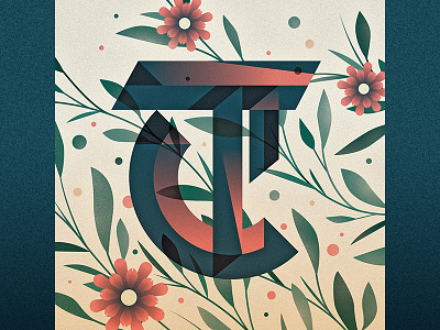 T 36 days of type drop cap floral goodtype illustration letter lettering logotype ornament t type