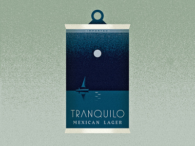 2/31 - Tranquil alcohol beer can illustration illustrator inktober inktober 2018 label lake moon night ocean quiet sailboat sea texture tranquil vectober vector