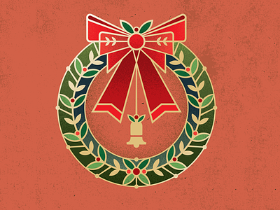 Wreath bell bow christmas design gold holiday illustration illustrator ornament vector wreath xmas