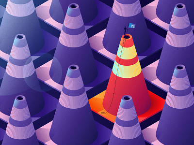 Pattern Matching And Type Safety In Typescript design editorial editorial illustration illustration illustrator isometric illustration pattern programming safety tech technology traffic cone typescript vector web development