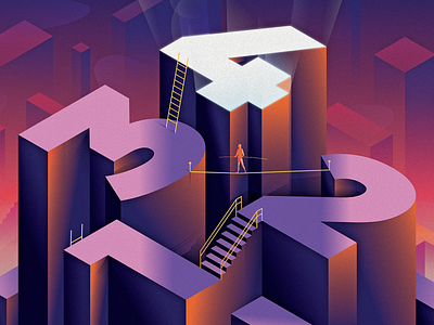 CSS Selectors Level 4 coding css design editorial illustration illustrator isometric ladder programming selectors stairs tightrope vector web