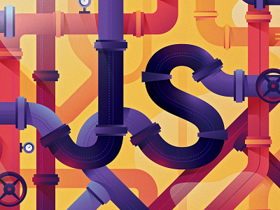 Adding Pipelines to JavaScript coding design editorial editorial illustration illustration illustrator javascript pipes programming steam texture vector web