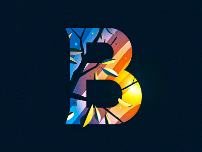 B 36 days of type 36daysoftype b capital design drop cap dropcap illustration illustrator letter lettering ornament sun sunrise texture tree type typography vector