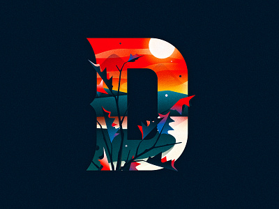 D 36 days of type 36daysoftype capital design drop cap dropcap goodtype illustration illustrator landscape letter lettering sunset texture type typography vector