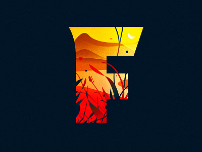 F 36 days of type 36daysoftype desert design drop cap dropcap f illustration illustrator letter lettering sunset texture type typography vector