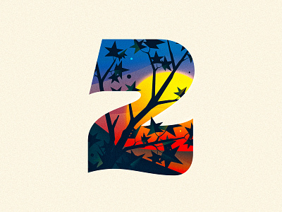 2 (Two) 36daysoftype branch drop cap illustration illustrator leaf letter lettering sunset type typography vector