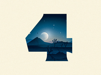 4 (Four) 36daysoftype 4 design drop cap four illustration illustrator joshua tree letter lettering moon number texture type typography vector