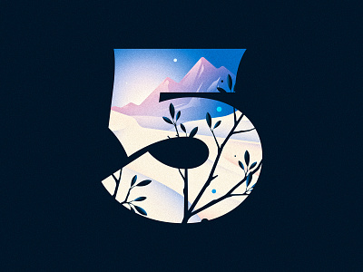 5 (Five) 36daysoftype 5 design drop cap five illustration illustrator letter lettering mountain snow texture type typography vector