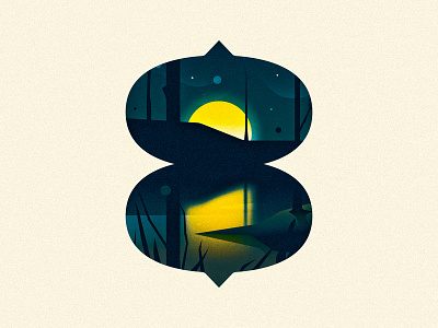 8 (EIGHT) 36daysoftype design drop cap illustration illustrator letter lettering moon reflection texture trees type typography vector
