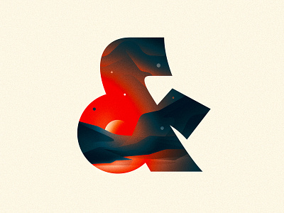 Ampersand 36daysoftype ampersand drop cap illustration illustrator letter lettering sunset texture type typography vector