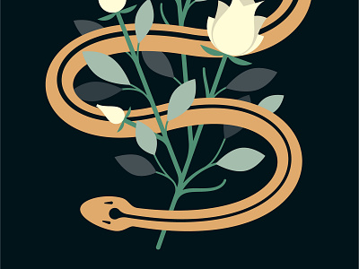 Snake - Initial Vector design flowers illustration illustrator nature process rose snake vector wip