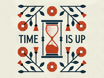 Time Is Up death design flower hourglass illustration illustrator poppy texture time vector vine