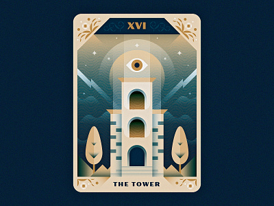 Tower Tarot - Rework 16 design destruction eye illustration illustrator lightning occult ornament photoshop tarot texture tower vector xvi