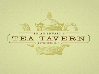 Taverntea logo tavern tea pot vintage wood cut
