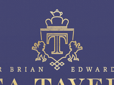 Royaltea brand british crest foil imperial line lion logo royal tea texture