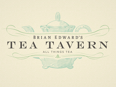 Taverntea logo swirls tavern tea pot vintage wood cut