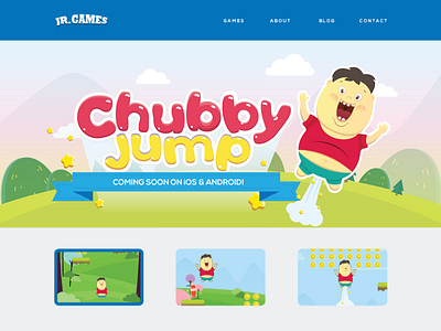 Junior Games Landing Page character illustration game design gamedev indiedev ui design web design website