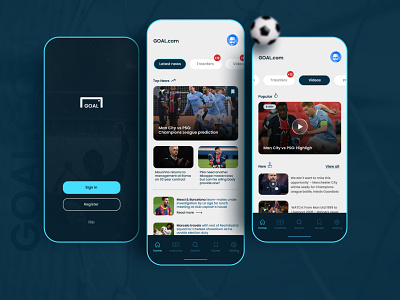 Goal.com app concept app design football goal soccer ui ui design uiux ux design visual design