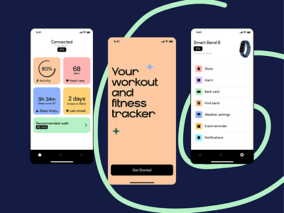 Fitness app app band design fitness flat graphic design mobile mobile app mobile design sport ui