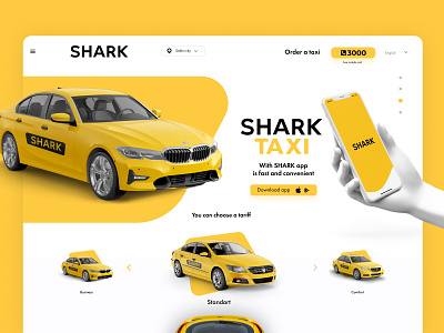 Shark taxi website app illustration taxi ui ux