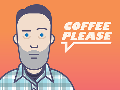 Coffee head avatar illustration plaid sketch
