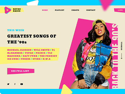 Retro Design Landing Page Concept - 90's 90 fashion clean design figma homepage landing page music music website retro design ui designs web design website