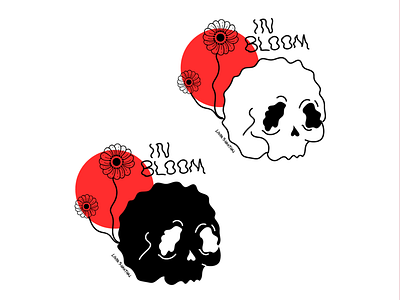 In bloom charactedesign design illustration skull vector