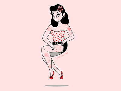 Pin up lady charactedesign cute illustration pinup girl tattoo vector