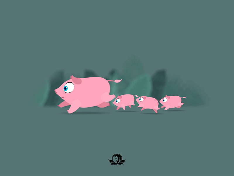 Pig adobe animate animation animation 2d animation after effects cartoon design digital art doodle flat character design motion graphics photoshop run cycle traditional animation vector
