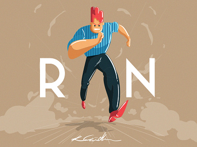 Dribbble Run branding cartoon character desing design digital art doodle flat character design illustration photoshop vector