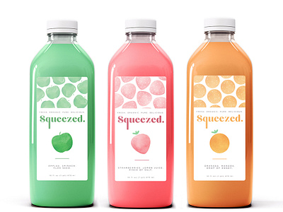 Squeezed. Juice adobe illustrator apple bottles branding cute design fruit illustration juice label logo mockup orange packaging photoshop strawberry typography vector